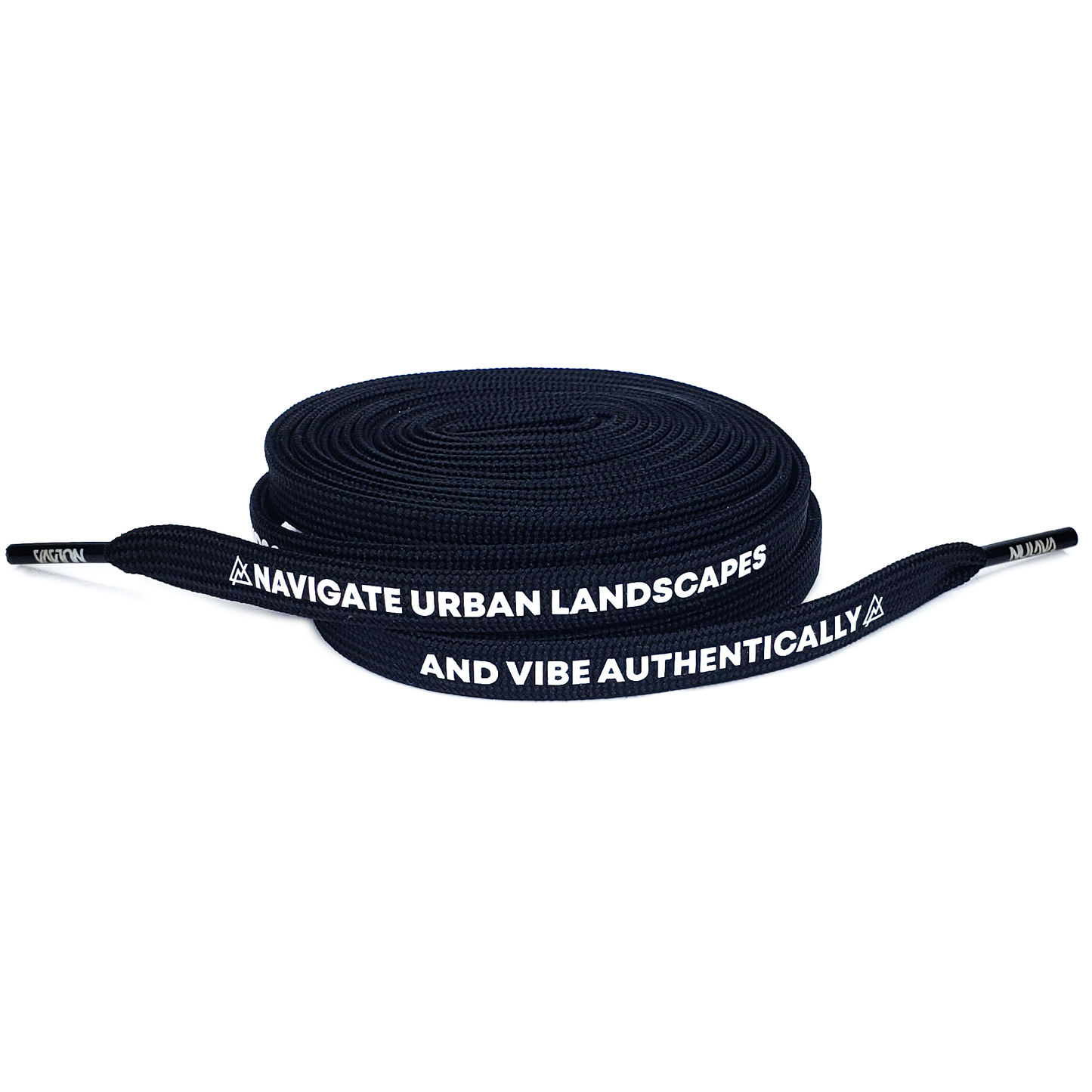 Nulava Silicone Printed "Navigate Urban Landscapes And Vibe Authentically" Black Flat SHOELACES