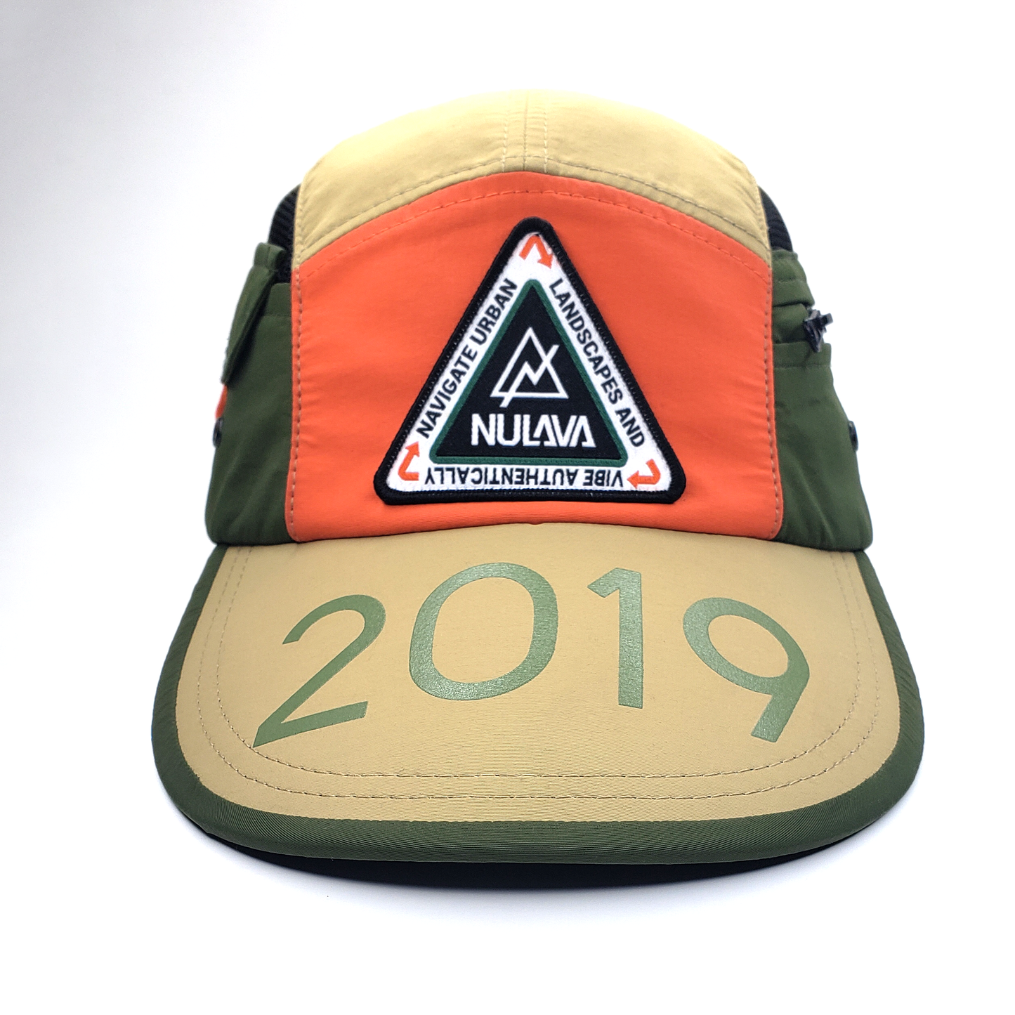 Nulava 5-Panel Long Bill Camp Cap – Khaki/Orange/Green 2019 Edition